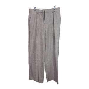 Mng By Mango Womens Wide Leg Pants khaki Mid Rise Pockets Flat Front size 10